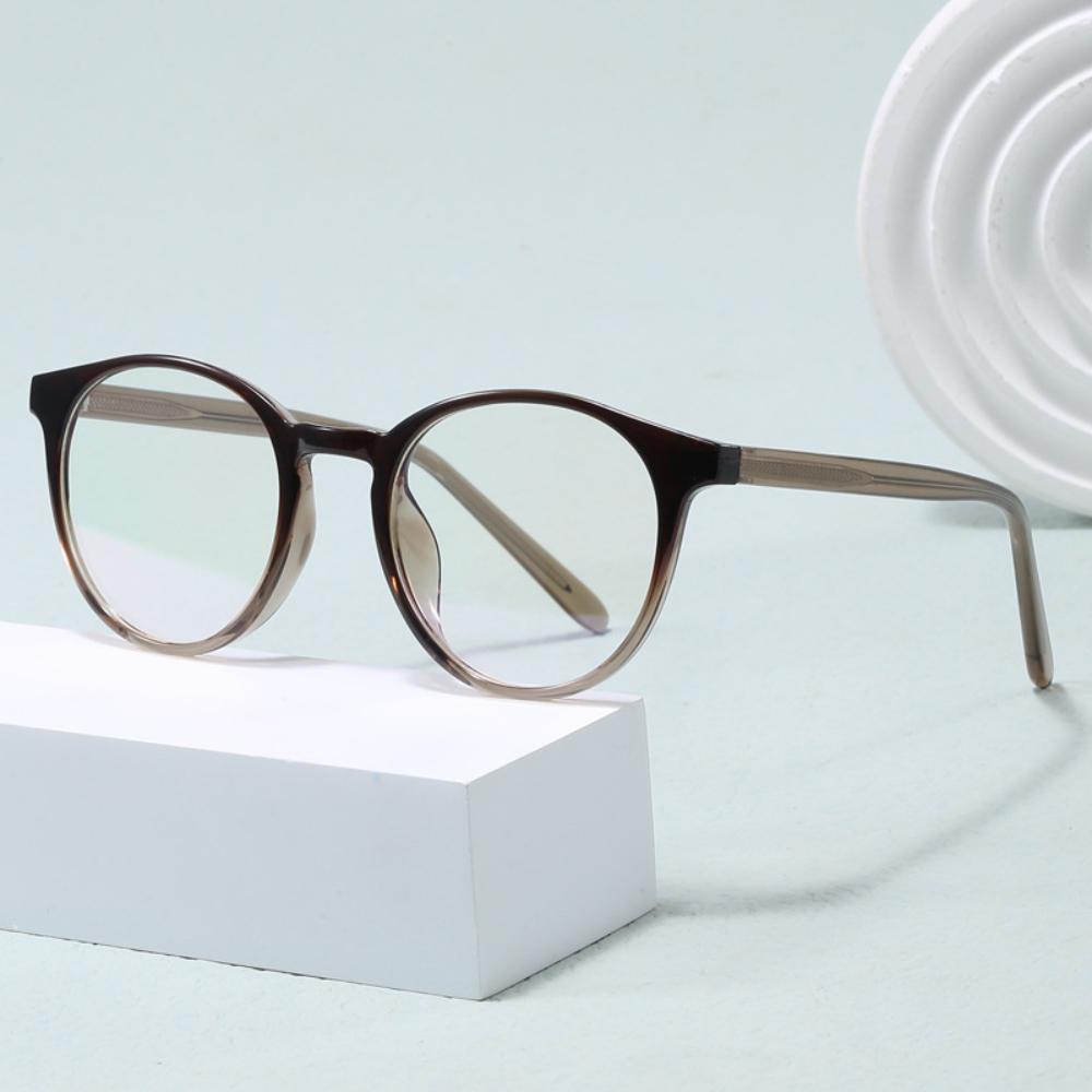 New Retro Ultra-light Glasses Round TR90 Flat Glasses Female Fashion Exquisite Casual Transparent Frame Flat Light Glasses