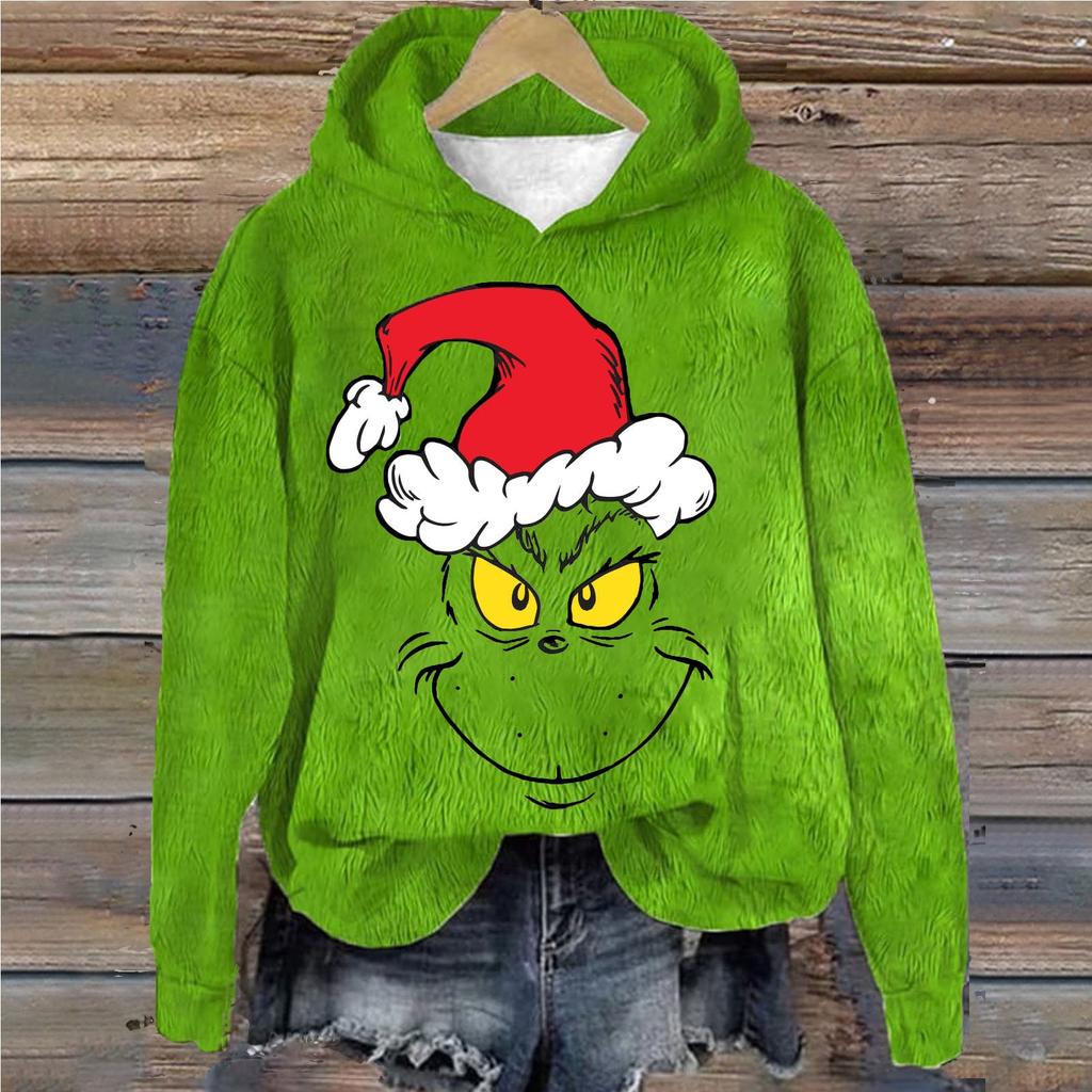 Женская толстовка, спортивная, рождественская, фланелевый пуловер, толстовка с длинным рукавом, повседневная толстовка