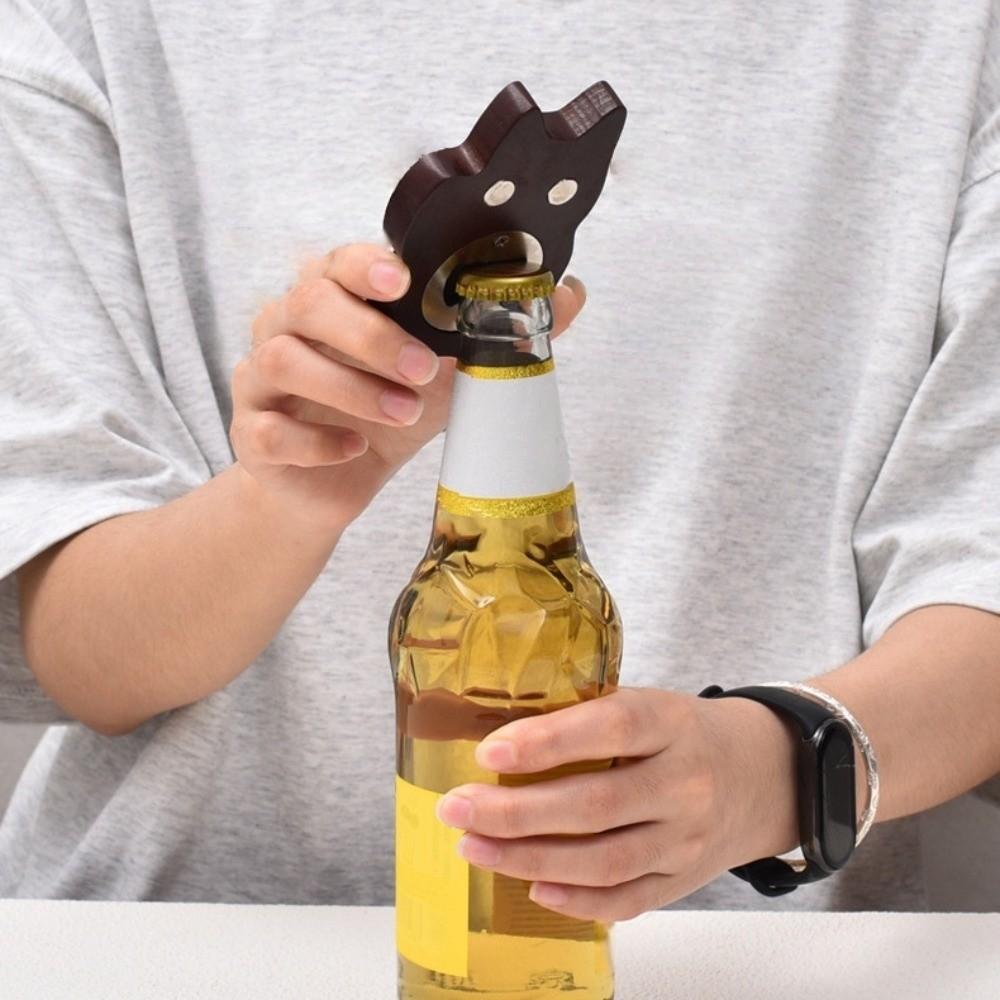 Wooden Fortune Cat Bottle Opener Lucky Magnetic Cap Remover Decoration Kitty Fridge Magnet Gift