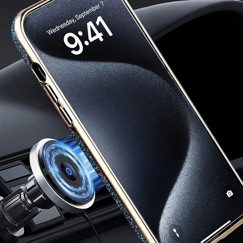 Роскошный блестящий глянцевый чехол для телефона MagSafe для iPhone 16 Pro Max 15 14 Plus 13 12 Покрытие противоударный магнитный жесткий чехол-бампер из ПК