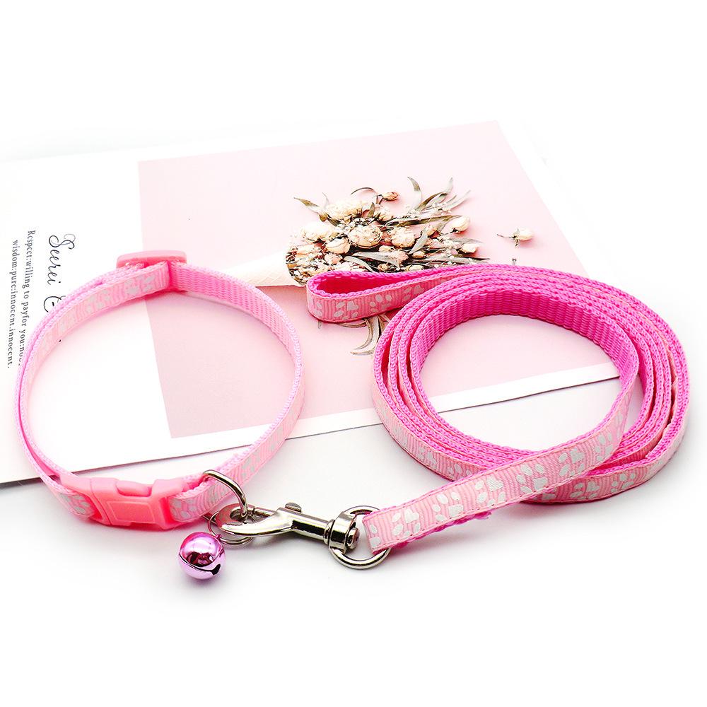Colorful Pet Leash & Paw Print Collar Set for Dogs and Cats