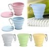 Silicone Folding Water Cup with Carabiner Handle 180ml Portable Travel Washing Cup Wide-Mouth Water Container for Coffee Beverages Juices