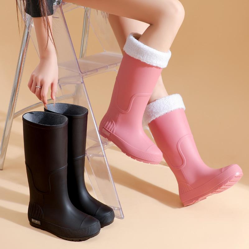 Модные высокие дождевые ботинки женские взрослые водные ботинки высокие водонепроницаемые и нескользящие уличные зимние ботинки