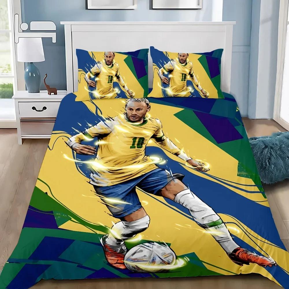 Football Star Duvet Cover Pillowcase Neymar Bedding Set Adult Boy Girl Bedroom Decoration Single Double Full King Size