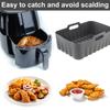 Silicone Air Fryer Liner Square Wave Pattern Heat Resistant Oven Liners with Oven Gloves
