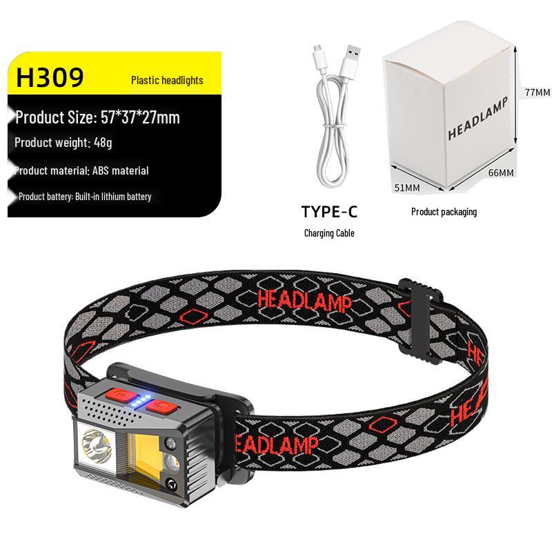 Светодиодный лазерный фонарь с двумя режимами света, перезаряжаемый налобный фонарь - Суперяркий, длительное время работы от аккумулятора, идеально подходит для ночной рыбалки