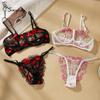 Французские Сладкие Сексуальные Сетчатые Комплекты Бюстгальтеров Красивая Цветочная Вышивка Цветочные Стринги