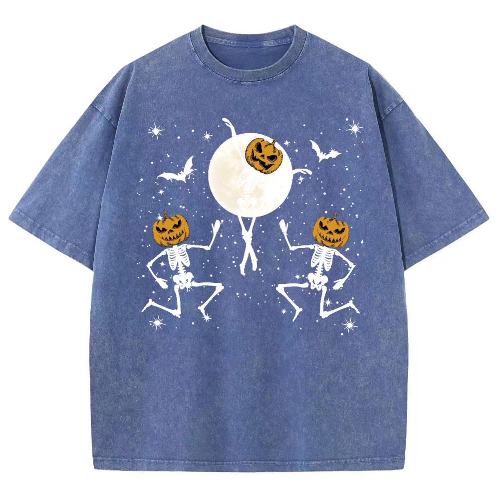 Женская футболка с принтом тыквы и черепа на Хэллоуин, свободный короткий рукав для пары, забавный дизайн