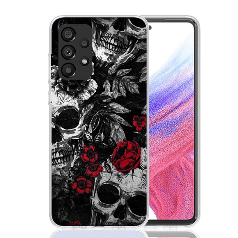 Human Skeleton Red Rose Phone Case for Samsung Galaxy A17 A16 A15 A14 A13 A57 A56 A55 A54 A53 A37 A36 A35 A34 A33 A26 A25 A24 A2