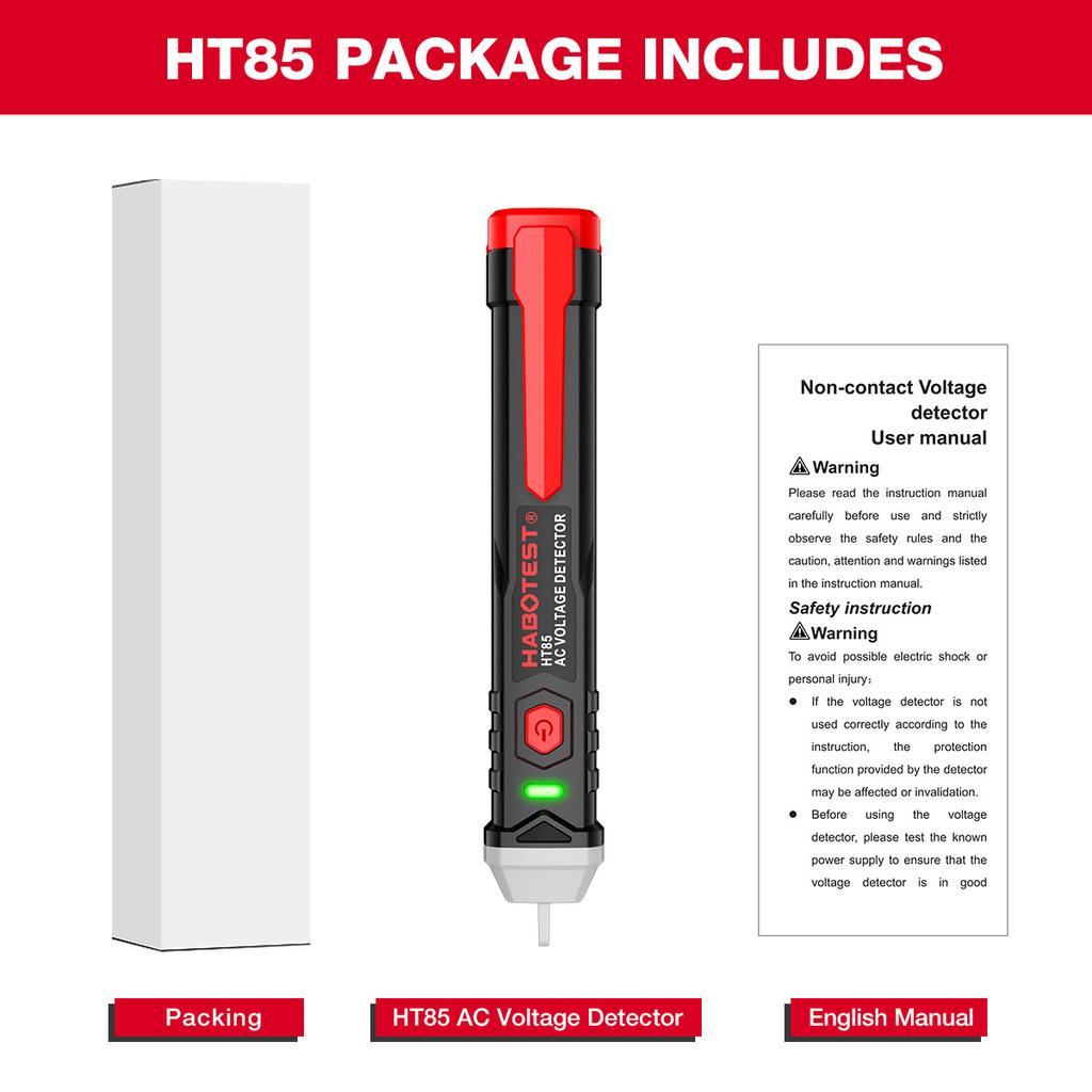 HABOTEST HT85 Бесконтактный тестер напряжения переменного тока Ручка со светодиодным фонариком AC50-1000V