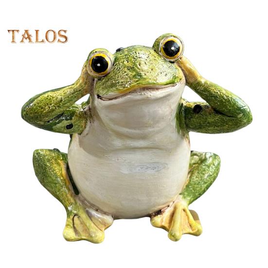 Садовая зеленая лягушка, статуэтка лягушки, не говорящая, не слышащая, не видящая, смоляная скульптура животного, украшение для внутреннего и наружного двора, газона, орнамент