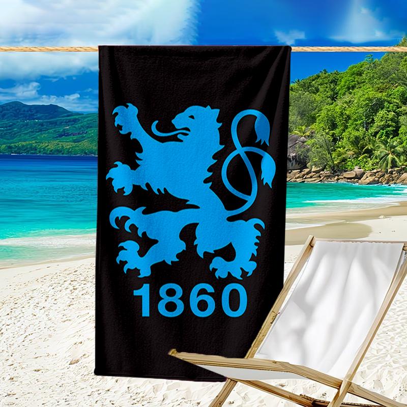 Mun-chen Lion Emblem Beach Towel - Soft, Absorbent Microfiber, Lightweight, Ideal for The Beach, Parties, Travel, Camping Fan Gifts