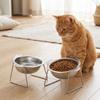 Stainless Steel Elevated Pet Bowl 15 Degree Inclined Pet Feeder Container  Wet Dry Food