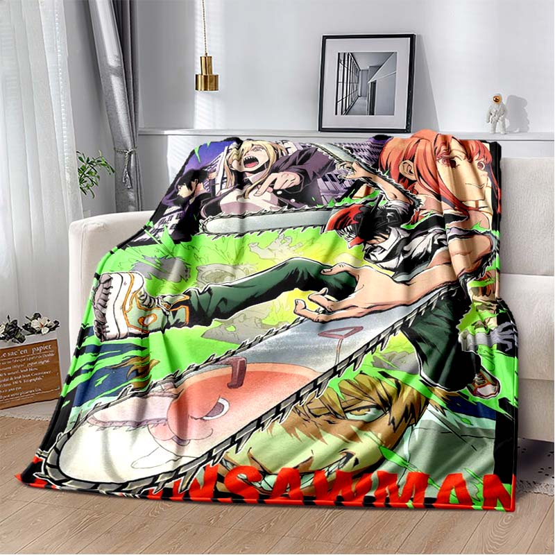 Chainsaw Man Manga Art Graphic Flannel Blanket Ultra Soft Warm Throw For Couch Bedroom Living Room Indoor Home Decor Gift