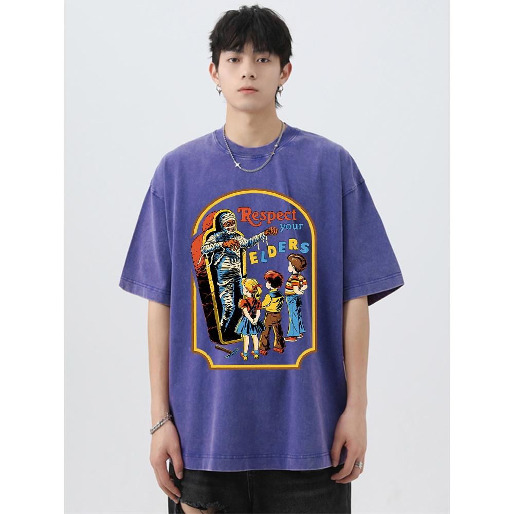 Уважайте своих старших мамочек, забавная стираная ретро мужская футболка, дышащая одежда, большой размер, короткий рукав