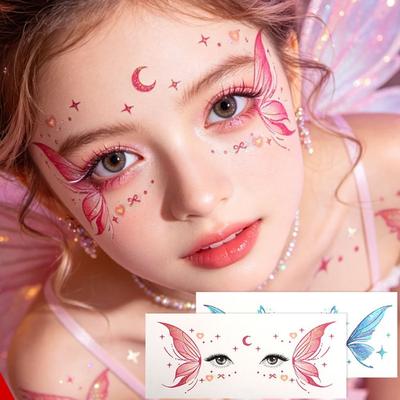 5PCS Waterproof Temporary Tattoo Butterfly Glitter Tattoo Sticker Makeup Face Patches Party Use