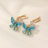 CDJAIME Blue Butterfly Shaped Dangle Earrings for Women New Fashion Golden Earring Wedding Party Jewelry Accessories