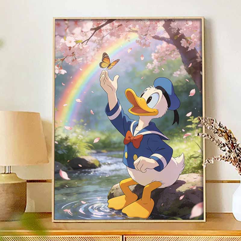 Disney Donald Duck Cherry Blossom Rainbow Butterfly Diamond Paint Painting Art Kit Handmade DIY5D Home Decor Gift