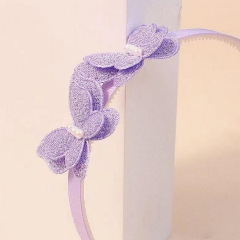 4Pcs Baby Kids Butterfly Hairband Simulated Pearl Children's Exquisite Hair Hoop Daily Hair Binding Lovely Girl Hair Accessories