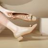 French Low-heeled Light-mouth Single Shoes 2025 New Spring and Autumn Huizhou Women's Shoes Soft Leather Square Head Not Tired Feet High Heels Thi