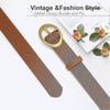 2 Pack Women Leather Belts for Jeans Dresses Fashion Ladies Waist Belt Gold Buckle Gift for family/friend
