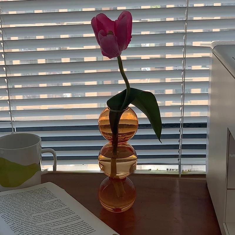 Ваза для цветов, настольная стеклянная подставка для цветов, бутылка для домашнего декора, гидропонные вазы для растений, держатель, симпатичная настольная декоративная стеклянная ваза