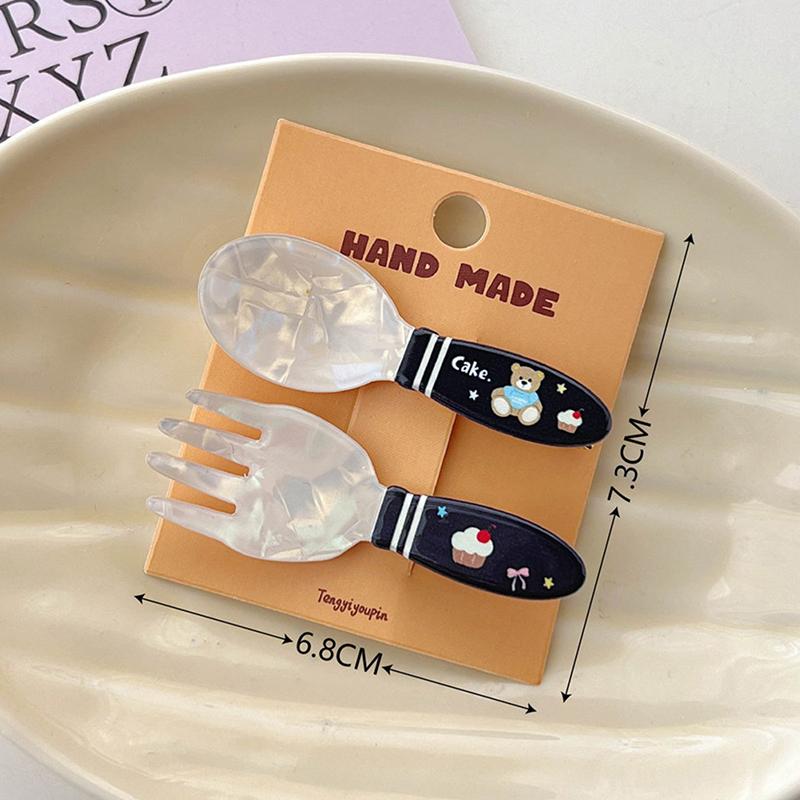 2 шт./набор акриловых ложек, вилок, заколок для торта, креативных милых заколок для волос в виде утконоса, заколок для челки