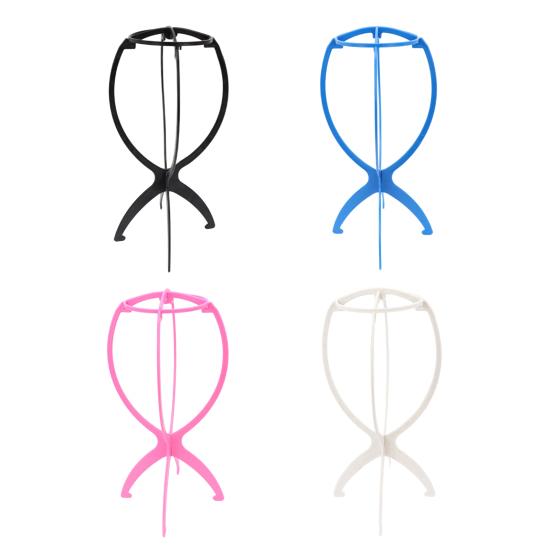 Collapsible Plastic Wig Stand Easy Assembly Portable Travel Folding Wig Head Multi-purpose Hat Display Rack Wig Styling Dryer Holder Wig Accessories