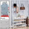 Multi-layer Dustproof Shoe & Hat Rack with Integrated Coat Rack for Indoor Use