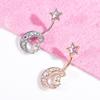 Women Moon Star Colorful Rhinestone Navel Ring Body Piercing Jewelry