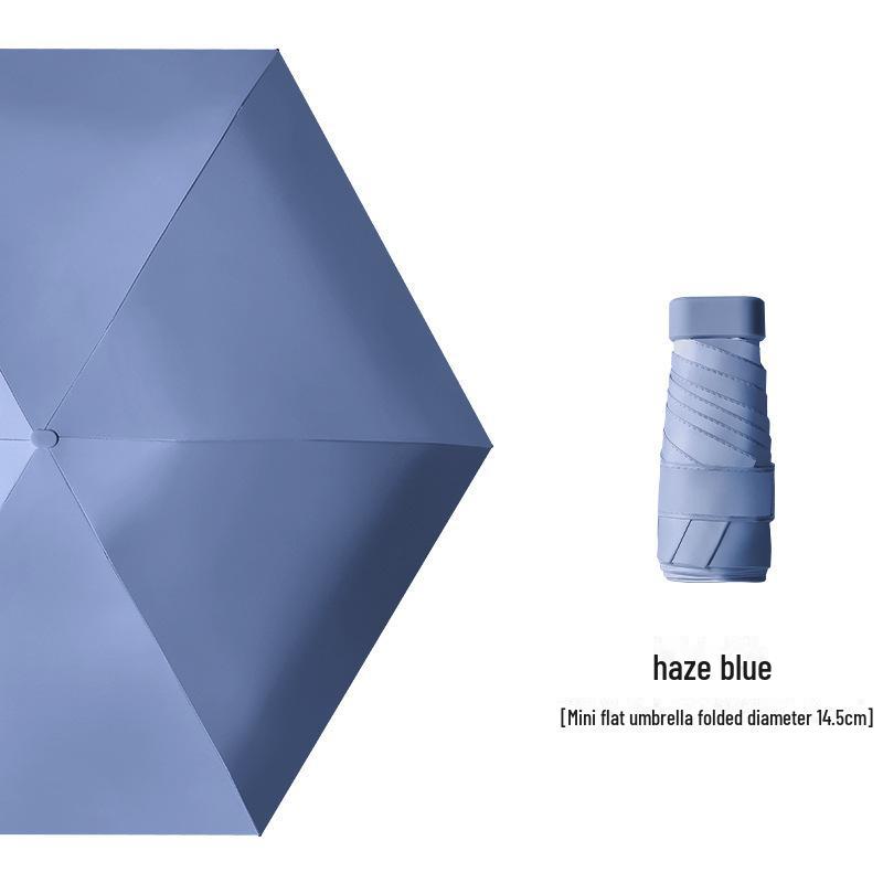 Креативный мини-зонт на клею шестикратного сложения черного цвета — компактная женская капсула для защиты от солнца и дождя, солнцезащитный экран двойного назначения.