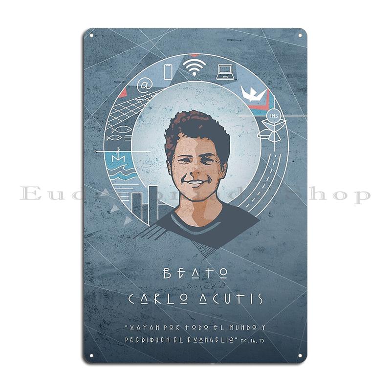Святой Карло Акутис 27 апреля 2025 года Блаженный Карло Акутис Иллюстрация Блаженный Карло Металлическое настенное панно Забавный дизайн Жестяная табличка Постер