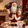 12" Christmas Santa Figurines Standing Santa Claus Doll with Present Box for Holiday Party Window Home Desktop Decoration
