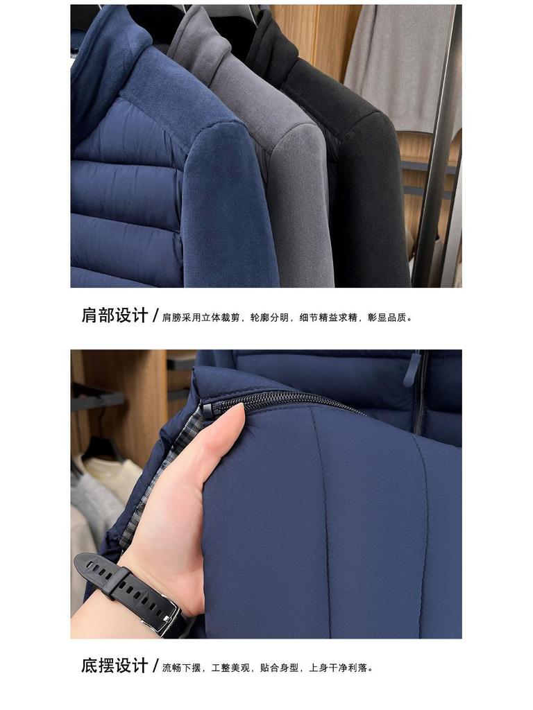 Men's Sherpa Fleece Patchwork Cotton Jacket with Stand Collar for Fall/Winter Casual Wear