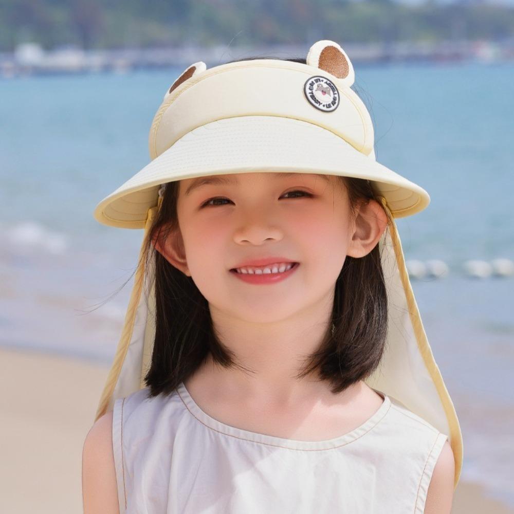 Quick Dry Kids Shawl Sun Hat Removable Baby Sun Protection Hat Fashion Cartoon Empty Top Hat Girls