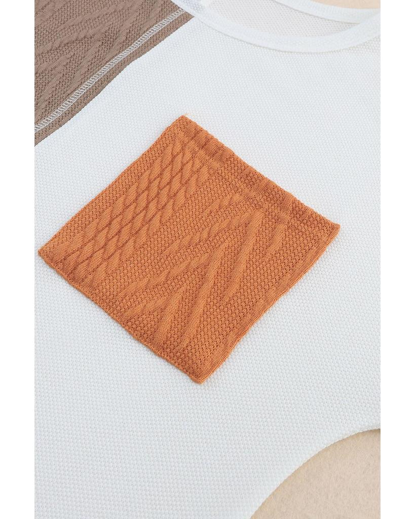 Azura Exchange Текстурированный трикотажный топ с нагрудным карманом в стиле колор-блок