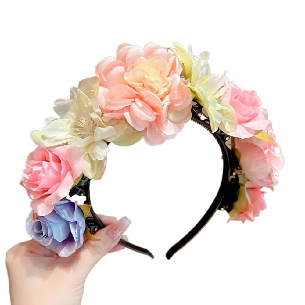 Colorful Children Flower Headband Hair Hoop Bridal Crown Hair Accessories Floral Garland Women