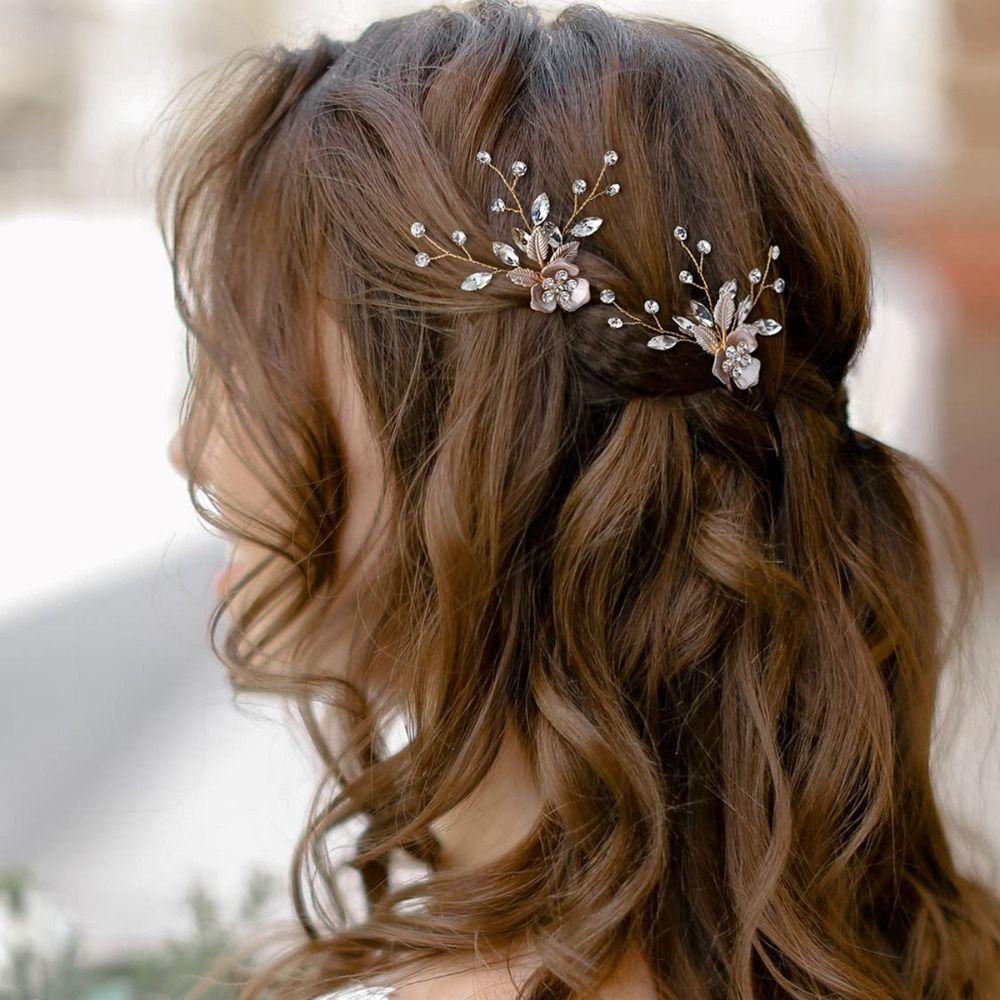 Rhinestone Crystal Flower Hairpins Hair Jewelry Vine Hair Pin Graduation Ceremonies