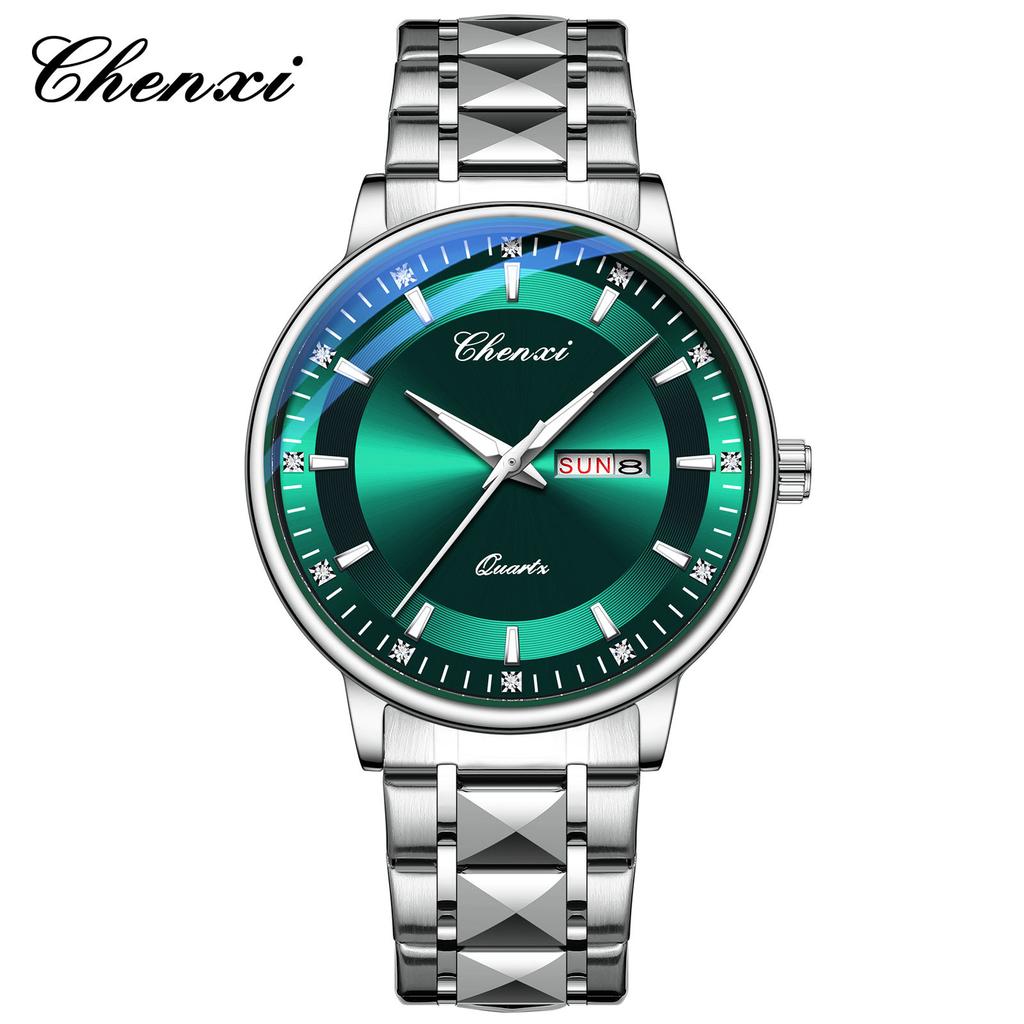 Men's Calendar Night Light Waterproof Watch Double Calendar Dial Fashionable Trendy Quartz Watch
