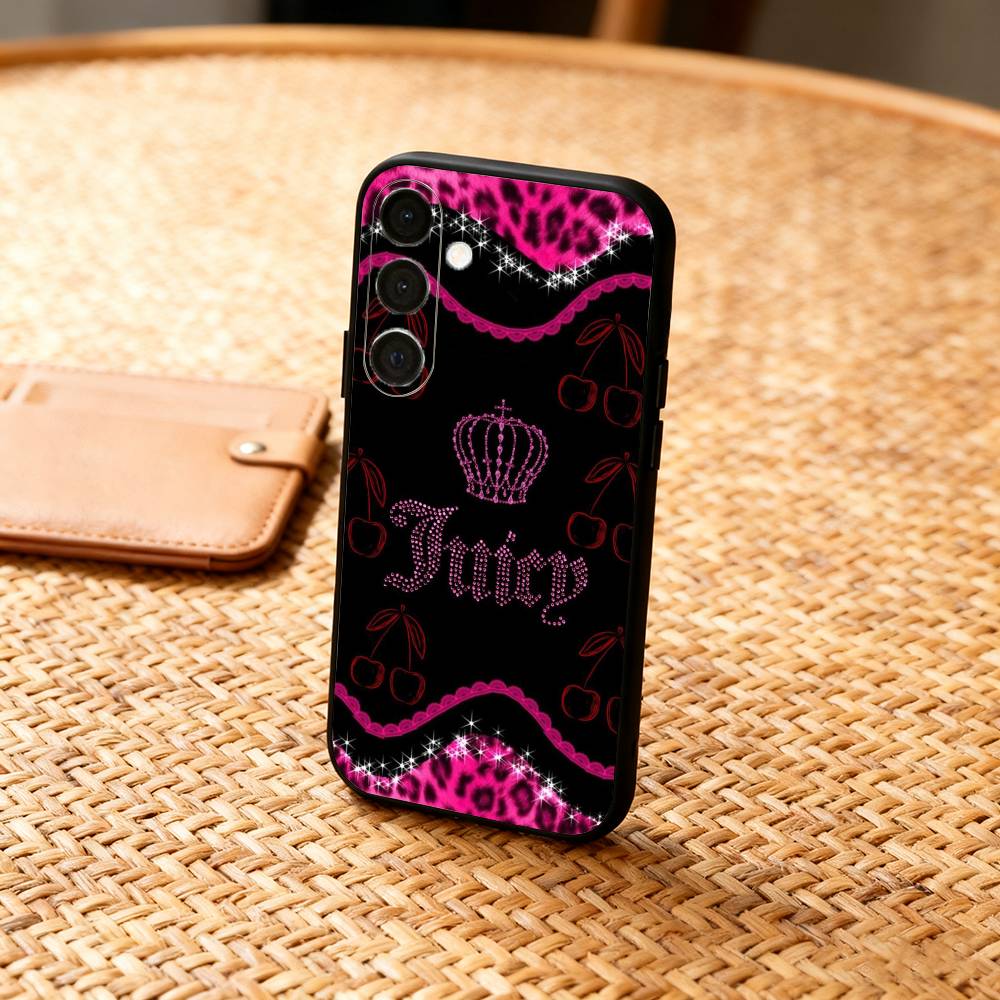 Розовый чехол для телефона J-Juicys C-Coutures для Samsung A73, A21s, A22, A31, A32, A52, A53, A71, A80, Мягкий черный корпус