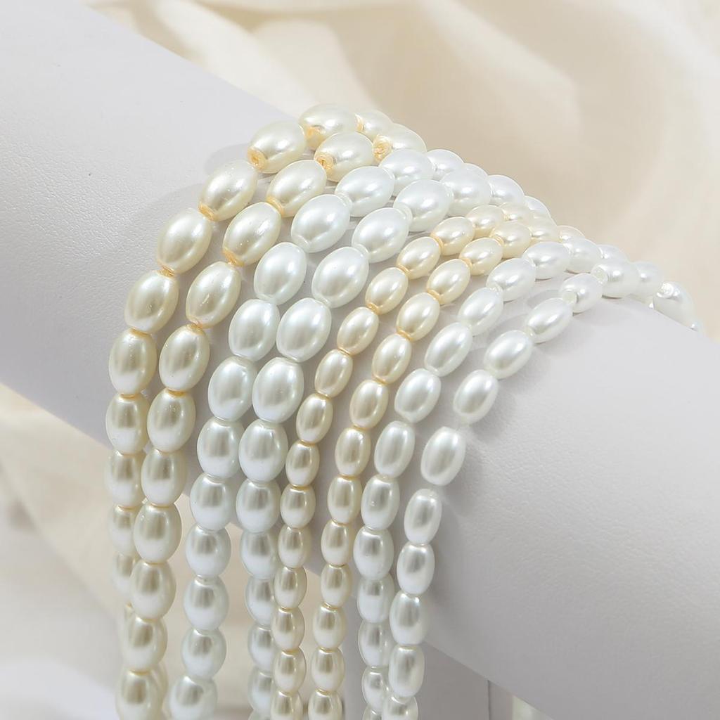 80 см стеклянные искусственные жемчужины бусины белые цвета слоновой кости овальные бусины для изготовления ювелирных изделий своими руками ожерелье браслет серьги фурнитура