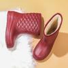 Waterproof Fleece Snow Boots Women's Mid-calf Water Boots Warm Water Boots Women's Rubber Shoes Kitchen Cotton