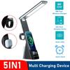5 IN 1 Alarm Clock Wireless Charger Stand for Phones With Table Lamp 15W Fast Charging Station for Apple Watch AirPods