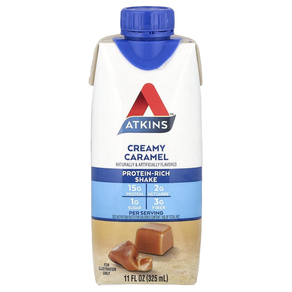 Atkins Protein Rich Shakes, Creamy Caramel, 4 Shakes, 11 Fl Oz (325 Ml) Each
