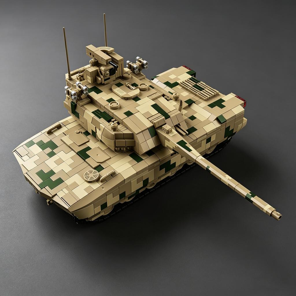 ZTZ100 Очень Большой Танк Строительный Блок Масштабная Модель: Гусеничный Внедорожный Танк, Обучающая Игрушка для Мальчиков и Девочек, Камуфляжная Расцветка Пустыни