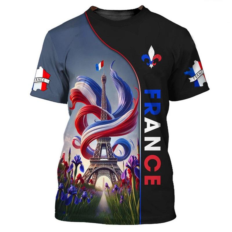 2024 Paris Sports Meeting Футболка для мужчин с полным принтом Эйфелевой башни Графические футболки Мужские футболки с коротким рукавом Большие размеры Топы