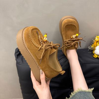 Модные универсальные женские спортивные туфли на толстой подошве, увеличивающие рост, из матовой мягкой кожи, со шнуровкой, мягкие, эластичные, противоскользящие, амортизирующие, для усталых ног