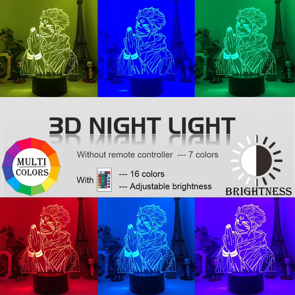 Аниме Jujutsu Kaisen Ryomen Sukuna 3D светодиодный ночник для декора спальни, подарок на день рождения для детей, светильник Jujutsu Kaisen, гаджет