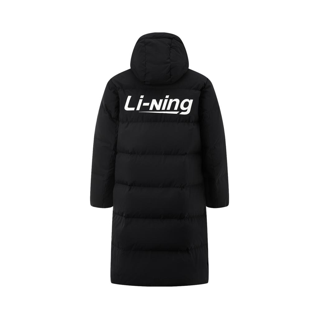 Li Ning Hot Pot Down Series водоотталкивающая дальняя инфракрасная теплая куртка с капюшоном на молнии для отдыха на открытом воздухе повседневная зимняя длинная куртка-пуховик для мужчин верхняя одежда черного цвета AYMU449-4