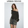 UR 2025 Fall Women's Trendy Sequin Off-Shoulder Short Knit Top
